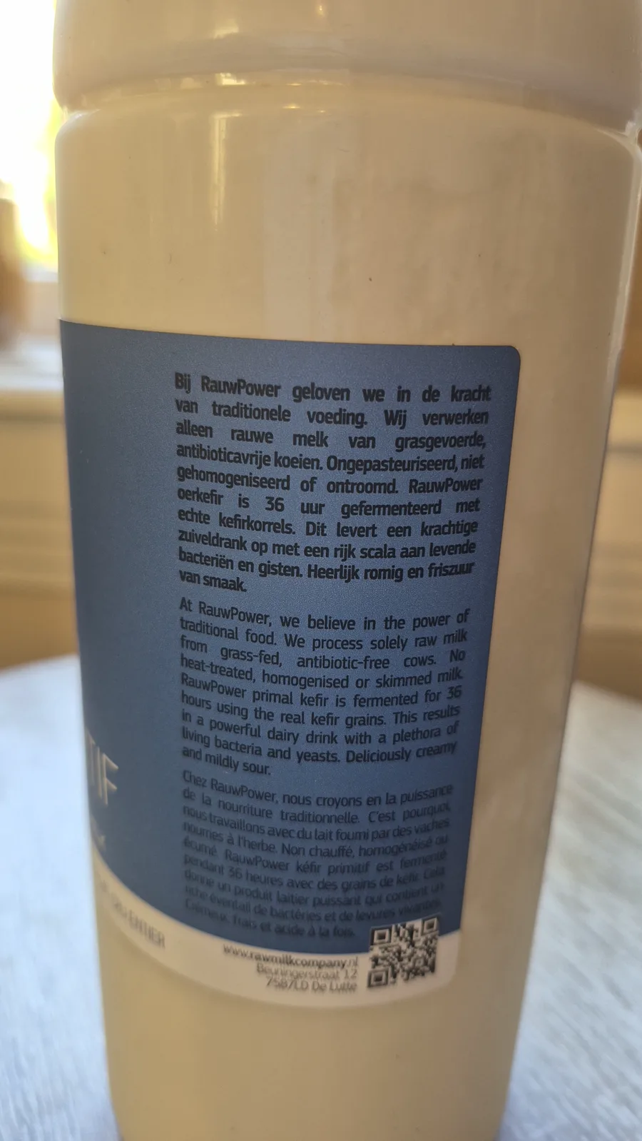 Biologische oerkefir achterkant